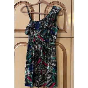 One Shoulder Color Splash Dress